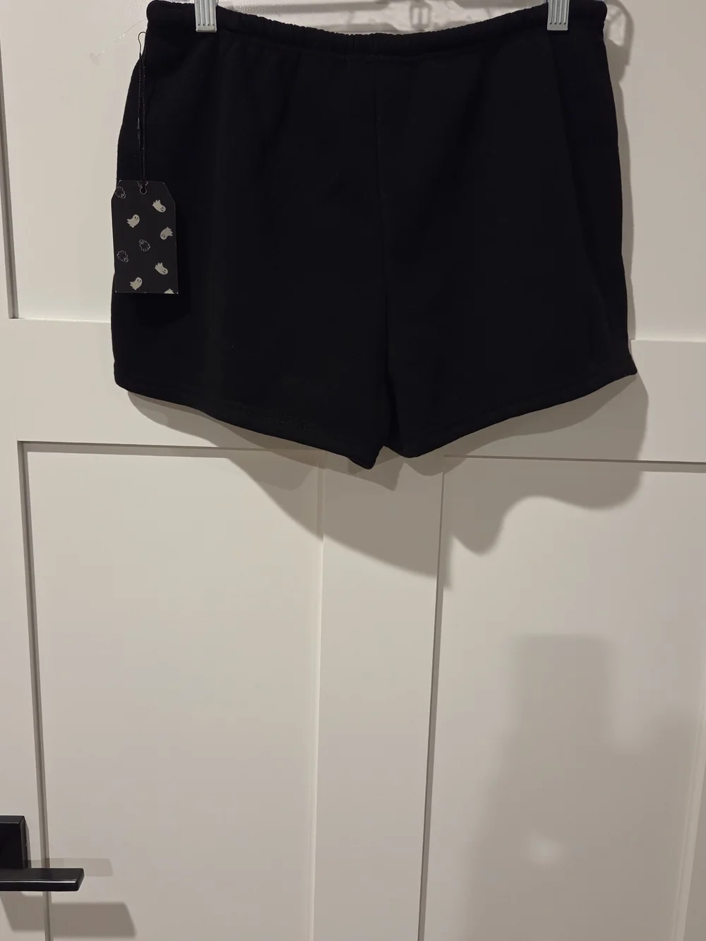 Black Fleece Lounge/Sleep Shorts with White Bat Detail